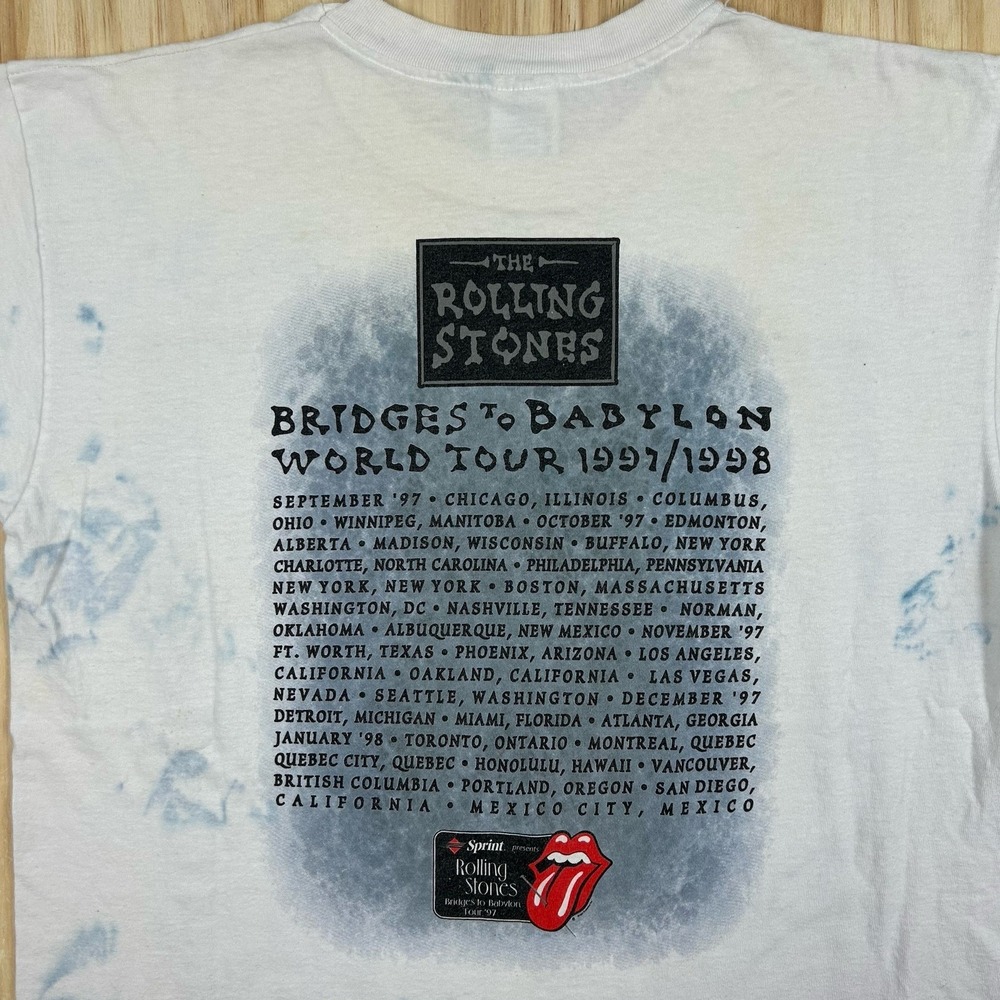 Vintage 90s Rolling Stones Bridges to Babylon Tour T-Shirt Size L Single Stitch - Picture 7 of 12